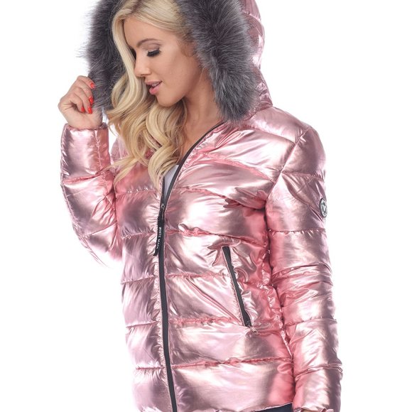 WhiteMark Jackets & Coats Pink Metallic Puffer Coat Poshmark